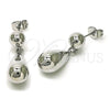 Rhodium Plated Dangle Earring, Teardrop and Ball Design, Polished, Rhodium Finish, 02.60.0161.1