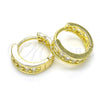 Oro Laminado Huggie Hoop, Gold Filled Style with White Cubic Zirconia, Polished, Golden Finish, 02.99.0045.10