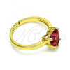 Oro Laminado Multi Stone Ring, Gold Filled Style Heart Design, with Garnet Cubic Zirconia, Polished, Golden Finish, 01.341.0075.2