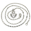 Rhodium Plated Pendant Necklace, Heart Design, with White Micro Pave, Polished, Rhodium Finish, 04.213.0075.18