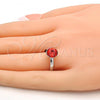 Rhodium Plated Multi Stone Ring, with Padparadscha Swarovski Crystals, Polished, Rhodium Finish, 01.239.0009.5 (One size fits all)