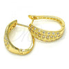Oro Laminado Huggie Hoop, Gold Filled Style with White Micro Pave, Polished, Golden Finish, 02.260.0021.20