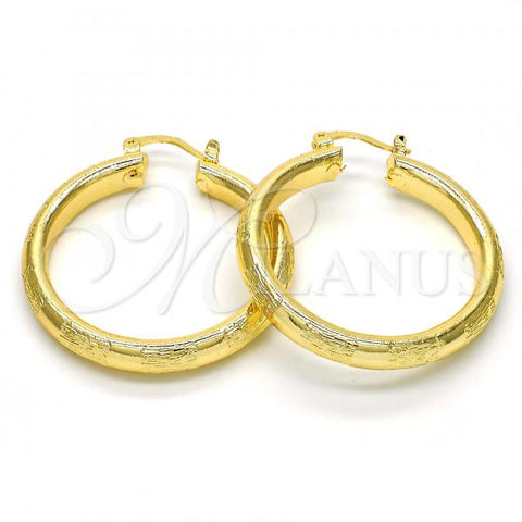 Oro Laminado Medium Hoop, Gold Filled Style Diamond Cutting Finish, Golden Finish, 02.170.0184.40