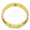 Gold Tone Individual Bangle, Heart Design, Black Enamel Finish, Golden Finish, 07.252.0031.05.GT (07 MM Thickness, Size 5 - 2.50 Diameter)