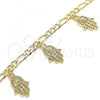 Oro Laminado Charm Bracelet, Gold Filled Style Hand of God Design, Polished, Golden Finish, 03.351.0103.07