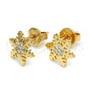 Oro Laminado Stud Earring, Gold Filled Style with White Micro Pave, Polished, Golden Finish, 02.156.0311