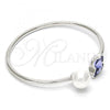 Rhodium Plated Individual Bangle, Butterfly Design, with Provence Lavander Swarovski Crystals and Ivory Pearl, Polished, Rhodium Finish, 07.239.0005.9 (03 MM Thickness, One size fits all)