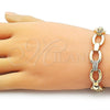 Oro Laminado Tennis Bracelet, Gold Filled Style Paperclip Design, with White Cubic Zirconia, Polished, Golden Finish, 03.283.0456.07