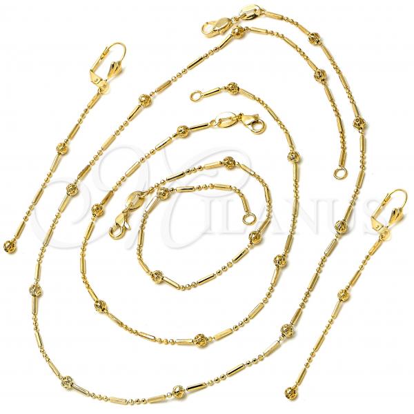 Oro Laminado Necklace, Bracelet, Anklet and Earring, Gold Filled Style Polished, Golden Finish, 04.63.1191