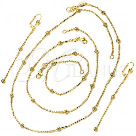 Oro Laminado Necklace, Bracelet, Anklet and Earring, Gold Filled Style Polished, Golden Finish, 04.63.1191