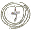 Rhodium Plated Pendant Necklace, with Multicolor Cubic Zirconia, Polished, Rhodium Finish, 04.284.0014.7.22
