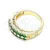 Oro Laminado Multi Stone Ring, Gold Filled Style with Green Cubic Zirconia, Polished, Golden Finish, 01.346.0023.3.09