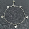 Sterling Silver Fancy Bracelet, Butterfly and Rattle Charm Design, Polished, Silver Finish, 03.399.0004.07