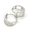 Sterling Silver Huggie Hoop, Infinite Design, with White Micro Pave, Polished, Rhodium Finish, 02.332.0002.12