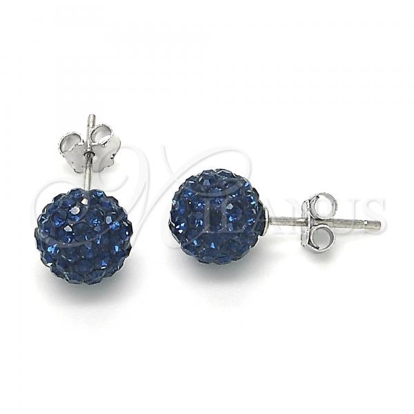 Sterling Silver Stud Earring, with Dark Violet Crystal, Polished, Rhodium Finish, 02.332.0042.4