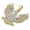 Oro Laminado Religious Pendant, Gold Filled Style Eagle Design, Polished, Tricolor, 05.351.0047