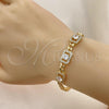 Oro Laminado Fancy Bracelet, Gold Filled Style with White Cubic Zirconia, Polished, Golden Finish, 03.283.0292.08
