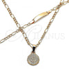 Oro Laminado Necklace and Bracelet, Gold Filled Style Money Sign Design, Polished, Golden Finish, 06.63.0258