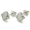 Sterling Silver Stud Earring, with White Micro Pave, Polished, Rhodium Finish, 02.286.0025