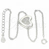 Sterling Silver Fancy Bracelet, Heart Design, with White Cubic Zirconia, Polished, Rhodium Finish, 03.336.0081.08