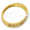 Gold Tone Individual Bangle, with White Crystal, Polished, Golden Finish, 07.252.0014.05.GT (06 MM Thickness, Size 5 - 2.50 Diameter)