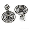 Rhodium Plated Long Earring, with Black Crystal, Black Enamel Finish, Rhodium Finish, 02.268.0036.1