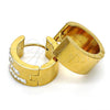 Stainless Steel Huggie Hoop, with White Cubic Zirconia, Polished, Golden Finish, 02.230.0011.20