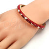Oro Laminado Individual Bangle, Gold Filled Style Star and Moon Design, Red Enamel Finish, Golden Finish, 07.246.0005.5.05 (07 MM Thickness, Size 5 - 2.50 Diameter)