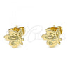 Oro Laminado Stud Earring, Gold Filled Style Butterfly Design, Polished, Golden Finish, 02.100.0126