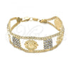 Oro Laminado Fancy Bracelet, Gold Filled Style with Multicolor Crystal, Golden Finish, 24.009