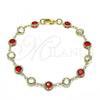 Oro Laminado Fancy Bracelet, Gold Filled Style with Garnet and White Crystal, Polished, Golden Finish, 03.63.2064.1.08