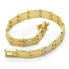 Oro Laminado Solid Bracelet, Gold Filled Style Polished, Tricolor, 03.102.0035.07