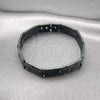 Stainless Steel Solid Bracelet, Greek Key Design, Polished, Black Rhodium Finish, 03.114.0244.2.09