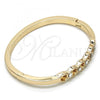 Oro Laminado Individual Bangle, Gold Filled Style with White Crystal, Polished, Golden Finish, 07.307.0014.05 (04 MM Thickness, Size 5 - 2.50 Diameter)