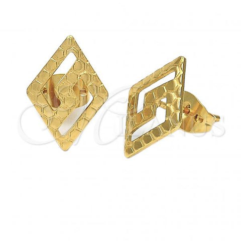 Oro Laminado Stud Earring, Gold Filled Style Diamond Cutting Finish, Golden Finish, 5.127.032 *PROMO*