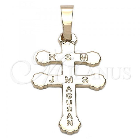 Oro Laminado Religious Pendant, Gold Filled Style Cross Design, Golden Finish, 05.163.0041