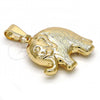 Oro Laminado Fancy Pendant, Gold Filled Style Elephant and Hollow Design, Matte Finish, Golden Finish, 05.163.0048