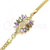 Oro Laminado Fancy Bracelet, Gold Filled Style with Multicolor Cubic Zirconia, Polished, Golden Finish, 03.63.2126.2.08