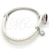 Rhodium Plated Individual Bangle, Teardrop Design, with Amethyst Swarovski Crystals and White Micro Pave, Polished, Rhodium Finish, 07.239.0002.12 (03 MM Thickness, One size fits all)