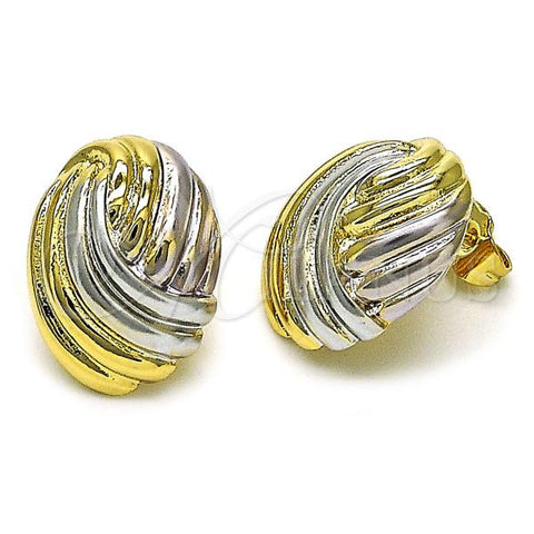 Oro Laminado Stud Earring, Gold Filled Style Polished, Tricolor, 02.170.0445