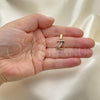 Oro Laminado Fancy Pendant, Gold Filled Style Initials Design, with  Crystal, Golden Finish, 05.26.0038