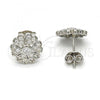 Sterling Silver Stud Earring, Flower Design, with White Cubic Zirconia, Polished, Rhodium Finish, 02.285.0004