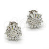 Sterling Silver Stud Earring, with White Cubic Zirconia, Polished, Rhodium Finish, 02.175.0107