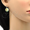 Rhodium Plated Leverback Earring, with Luminous Green Swarovski Crystals, Polished, Rhodium Finish, 02.239.0005.3