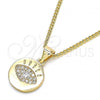 Oro Laminado Pendant Necklace, Gold Filled Style with White Micro Pave, Polished, Golden Finish, 04.156.0306.20