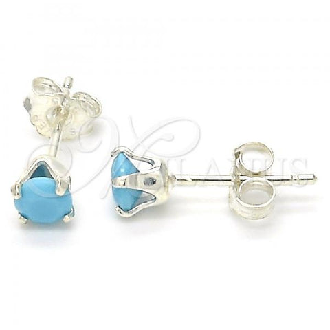 Sterling Silver Stud Earring, with Turquoise Cubic Zirconia, Polished,, 02.63.2605.3