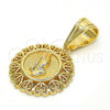Oro Laminado Religious Pendant, Gold Filled Style Heart Design, Polished, Golden Finish, 05.120.0092