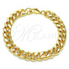 Oro Laminado Basic Bracelet, Gold Filled Style Miami Cuban Design, Polished, Golden Finish, 04.63.0130.08