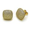 Oro Laminado Stud Earring, Gold Filled Style with White Cubic Zirconia, Polished, Golden Finish, 02.283.0189