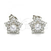 Sterling Silver Stud Earring, Star Design, with White Cubic Zirconia, Polished, Rhodium Finish, 02.285.0032